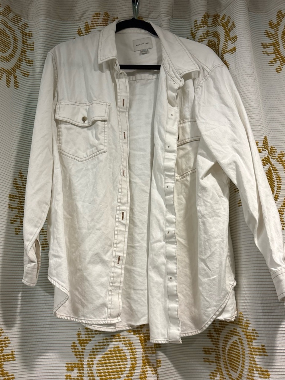 American Eagle Outfitters White denim shacket